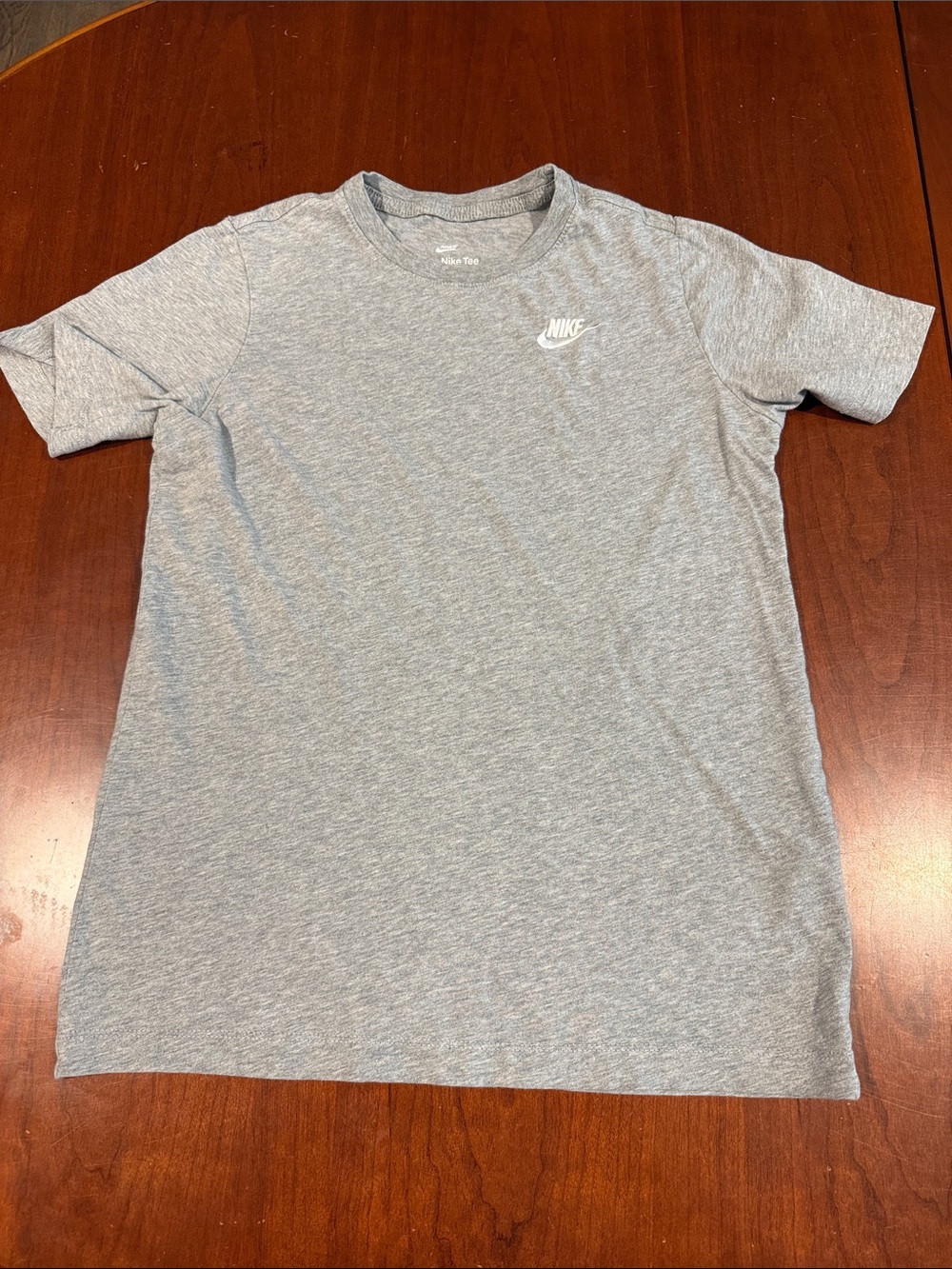 Boys Nike Heather Gray Short Sleeve Crew Tee with White Swoosh Size XL